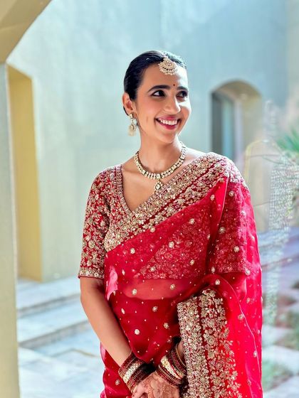 A candid moment of joy. Her makeup is designed to look just as good in motion as it does in portraits.