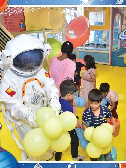 A birthday party that's truly out of this world! Our space theme features an astronaut mascot, planets, and stars, creating a cosmic adventure for your little explorer's special day.