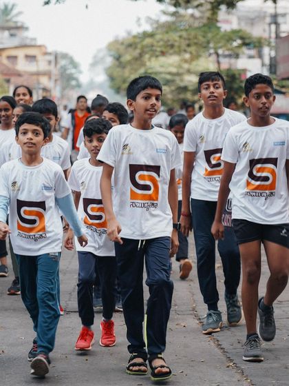 The lead group of walkers, setting the pace for the event.