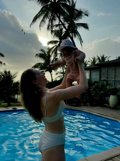 Pure joy with my daughter in the pool. These moments of play and connection are just as important as any time spent on the mat.