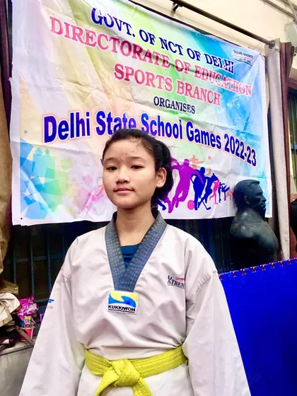 Priya with her bronze medal from the Delhi State School Games 2022-23. Every medal represents countless hours of training.