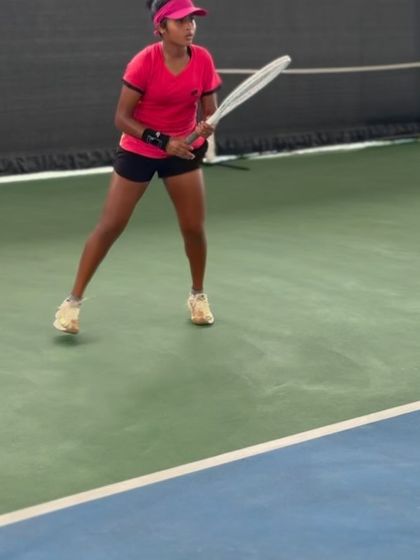 A moment of intense focus during a training session. This player's readiness and athletic stance are a direct result of our high-performance coaching program.