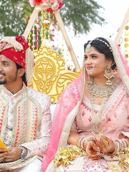 A candid moment from the wedding ceremony. My bride Sakshi looks so serene and beautiful in her pastel pink lehenga.