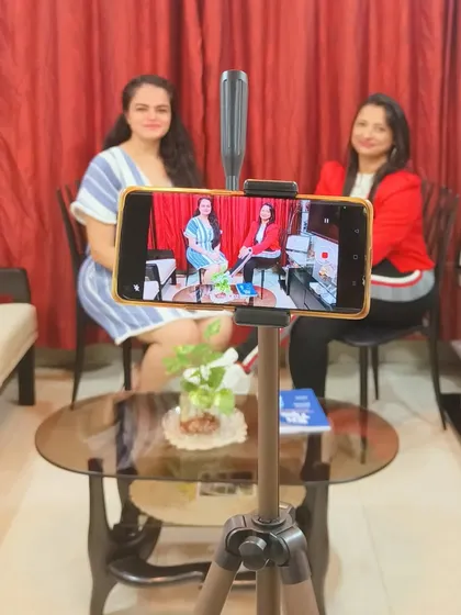 Behind the scenes of a media interview at home. I'm always ready to share insights into the wedding industry and my passion for creating unforgettable events.