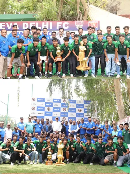 Celebrating back-to-back U20 National Championships. The Delhi State team, powered by our Sudevans, with their trophies and honored guests at the felicitation ceremony.
