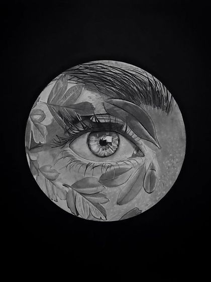 Day 30, the final drawing of the challenge. This eye has leaves and a teardrop, representing growth and emotion.
