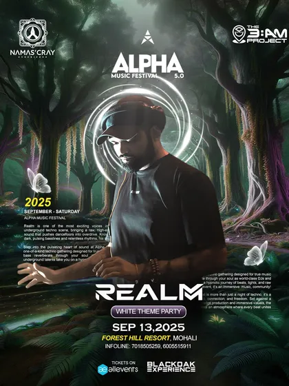 A beautifully designed poster for the Alpha Music Festival in Mohali. I love when the artwork reflects the theme of the party, in this case, a white-themed event in a forest resort.