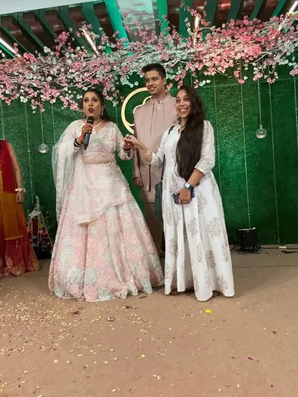On stage with the happy couple. It's a great feeling to receive appreciation for all the hard work that goes into the choreography.