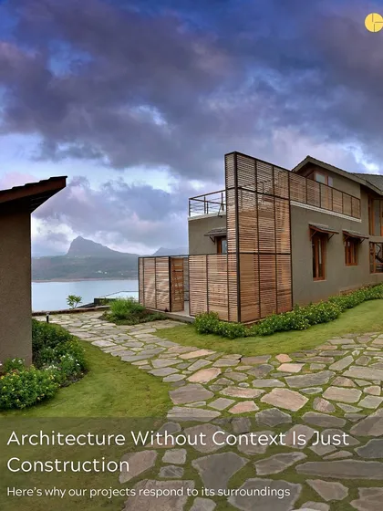 "Architecture without context is just construction." This image of a home responding to its lakeside setting encapsulates our core belief that design must always begin by listening to its surroundings.