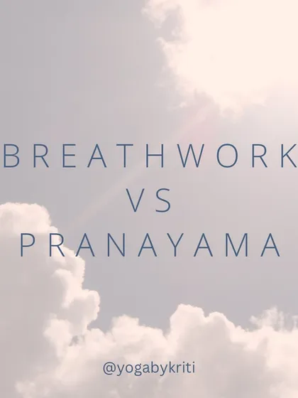 A title card introducing the topic of Pranayama versus Breathwork, inviting curiosity and deeper learning.