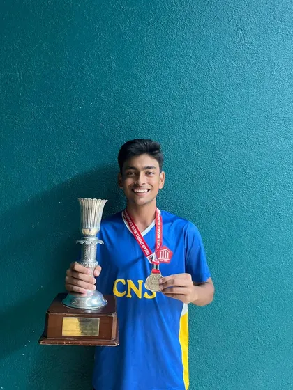 A proud moment for our academy as our student Anjaney stands with his well-earned trophy and medal. Our advanced training for competitive players focuses on match strategy and mental toughness to prepare them for high-stakes tournaments.