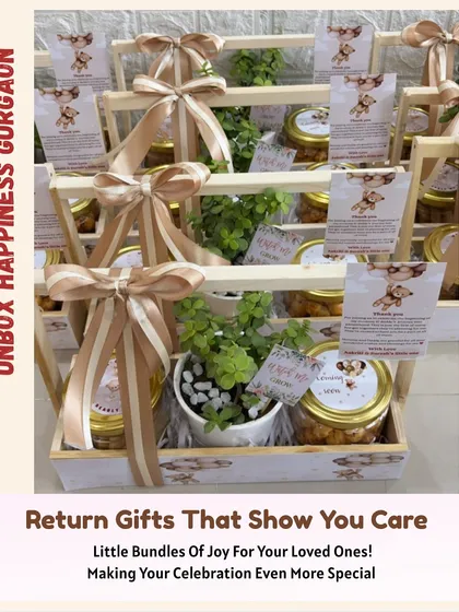 "Return Gifts That Show You Care." This image showcases a collection of my teddy bear themed favors, ready to make any celebration more special.