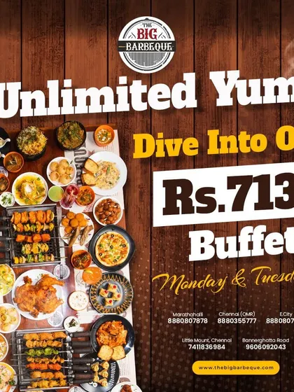 Why wait for the weekend to indulge? Dive into our Unlimited Buffet Bonanza this Monday and Tuesday for just ₹713.