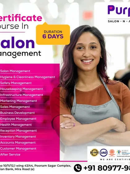 Learn the business side of beauty with our intensive 6-day Certificate Course in Salon Management. This program covers crucial topics like hygiene, safety, marketing, sales, inventory, and customer management to prepare you to run a successful salon.