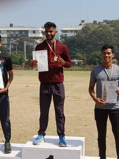 The 400m podium at the Mumbai University Inter Zonal meet, with my athlete Yash Joshi taking the silver medal.