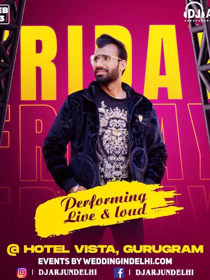 A Friday night gig at Hotel Vista, Gurugram. I am available for events throughout the week, not just on weekends.