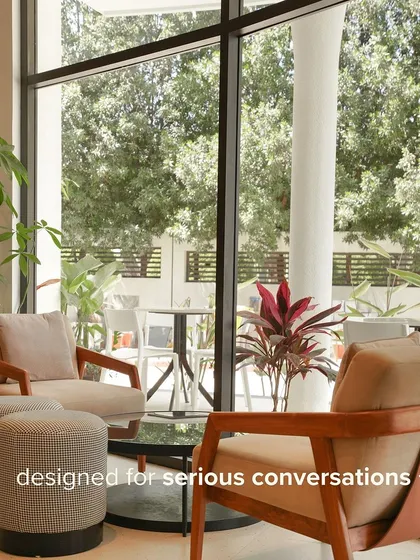 Our lounge area with comfortable armchairs is designed for serious conversations or simply unwinding.