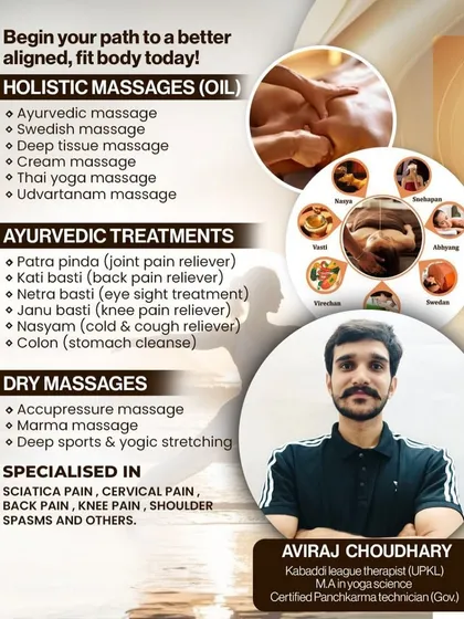 Here is a complete overview of the healing services I provide, all in the comfort of your home. From holistic oil massages like Ayurvedic and Deep Tissue to specialized Ayurvedic treatments for pain relief and dry massages like Acupressure, I tailor each session to your body's specific needs. My expertise also covers managing chronic conditions like sciatica and back pain.