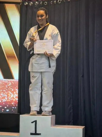 Your win is my win. Celebrating one of my students standing proud on the first-place podium at a CISCE Taekwondo Zonal Competition. This is what we work for.