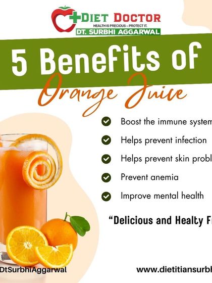 Fresh orange juice is a great way to boost your immune system and improve mental health. This graphic details its benefits, including preventing infections and skin problems.