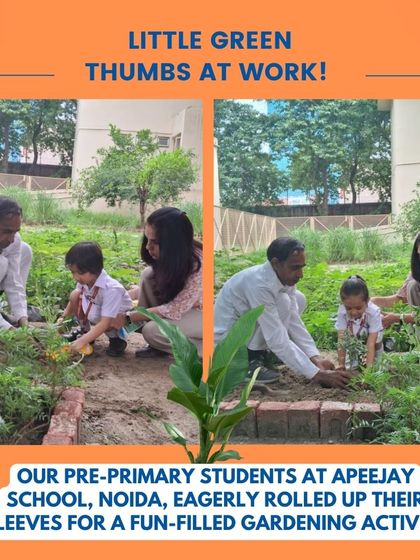 Little green thumbs at work! Our pre-primary students eagerly rolled up their sleeves for a fun-filled gardening activity, learning about the plant life cycle in the most practical way.