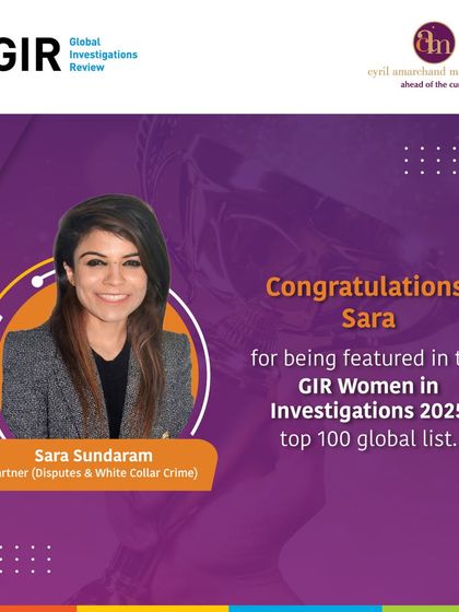 We congratulate our Partner, Sara Sundaram, for her inclusion in the Global Investigations Review's Top 100 Women in Investigations 2025. This recognizes her exceptional work in the field of disputes and white-collar crime.