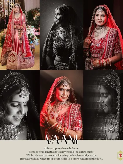 A collage of beautiful bridal portraits in both color and black and white, showcasing a variety of poses and expressions.