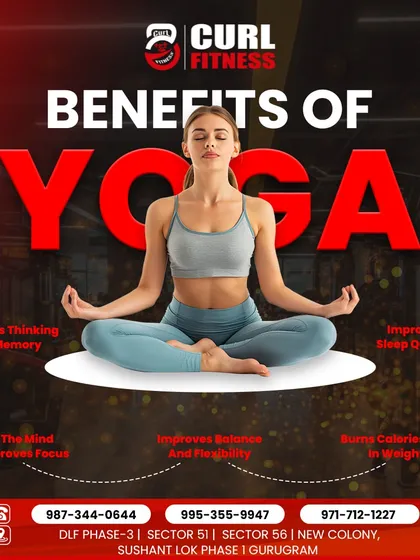 Wondering why you should try yoga? This graphic breaks down the key benefits, from improving focus and sleep quality to aiding in weight loss and flexibility.