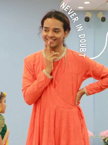 "Never in doubt." A confident and expressive moment from one of our students during the #RadhaKrishnaTour.