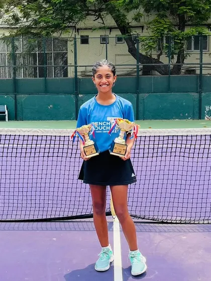 Success is a habit we build. We celebrate our 13-year-old champion, Eshal Pathan, after she secured both the singles finalist and doubles winner trophies at the All India U16 Championship Series, a testament to her hard work and our holistic training approach.