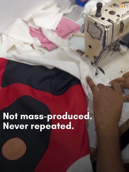 Not mass-produced. Never repeated. This image from the sewing process of the Transcendence dress emphasizes the slow fashion principles of the Wabi Sabi collection.