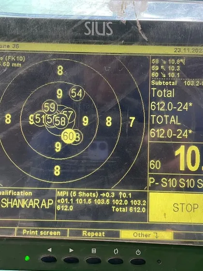 We use SIUS electronic targets for instant and accurate feedback. This display shows a high-scoring series during a 50m Rifle qualification, allowing our athletes to analyze their performance shot by shot and make immediate adjustments.