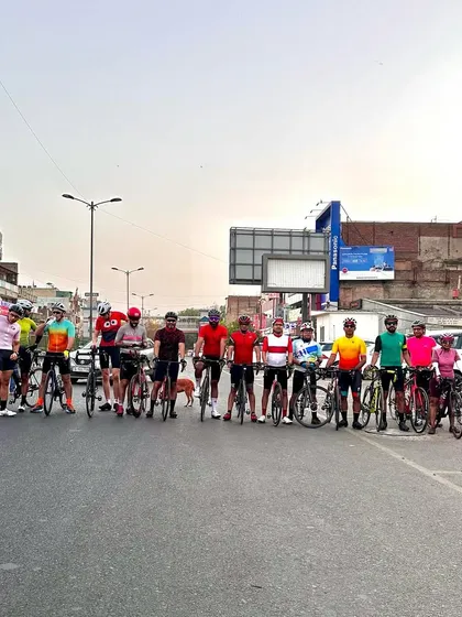 The group ready for an early start on a summer morning.