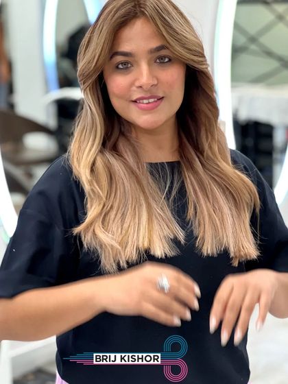 Another view of the beautiful creamy peach ash blonde, a truly unique and stunning color.