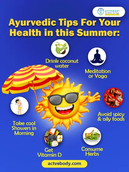 My Top Ayurvedic Tips for a Healthy Summer. To beat the heat naturally, I recommend these simple practices. Drink coconut water, practice calming yoga or meditation, take cool showers, consume cooling herbs, get sensible sun exposure for Vitamin D, and avoid overly spicy or oily foods.
