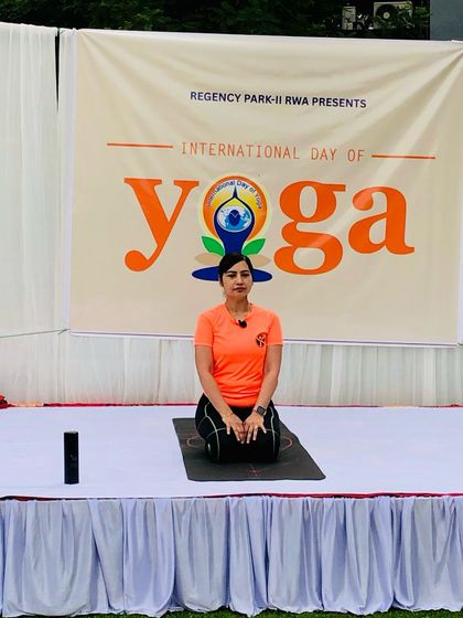 On stage, leading the International Yoga Day session. Honoring my responsibility to guide others is the truest expression of my own practice and dedication to yoga.