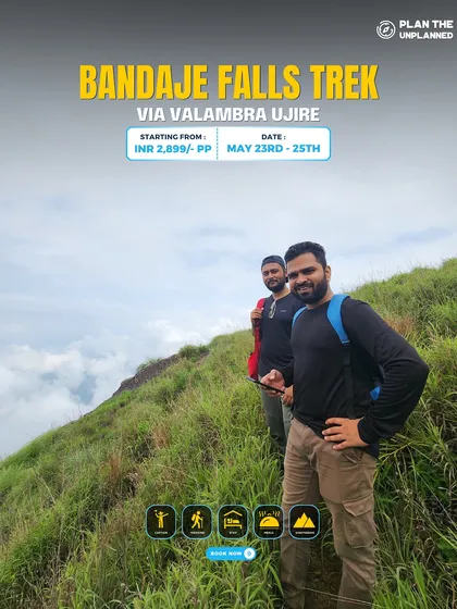 Two trekkers on the Bandaje Falls trek via Valambra Ujire.