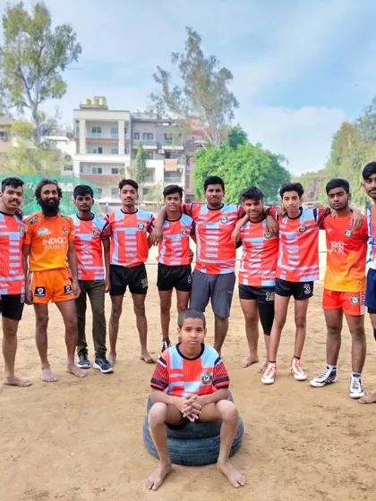 The Delhi Kabaddi Adda team standing strong and united. This is the team that trains together and wins together.