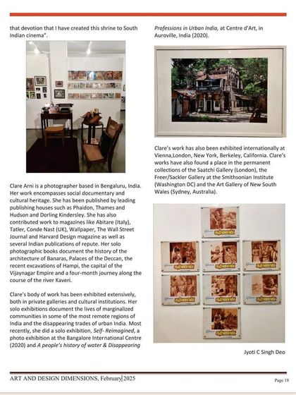 A page from the Art and Design Dimensions feature on 'Southern Stars', providing more context on the exhibition and the artist, Clare Arni.
