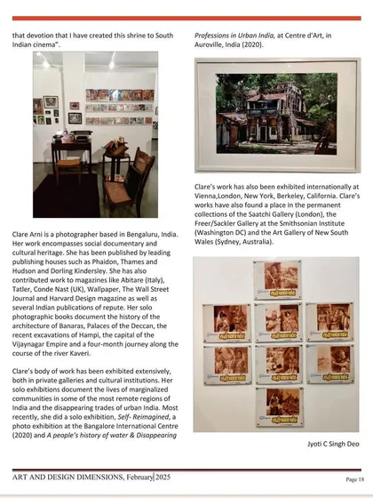 The second page of the Art and Design Dimensions feature, providing more context on the artist and the exhibition.