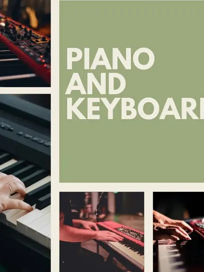 A visual collage for our Piano and Keyboard classes. We help students master the art of playing through personalized instruction.