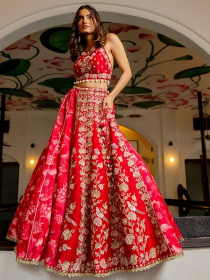This selection showcases the breadth of my bridal and couture curation. It includes a variety of lehengas, gowns, and sets in different colors and styles, from traditional reds by Anupraas to modern ivories by Mirroir and Varun Chakkilam, ensuring every bride finds her perfect look.