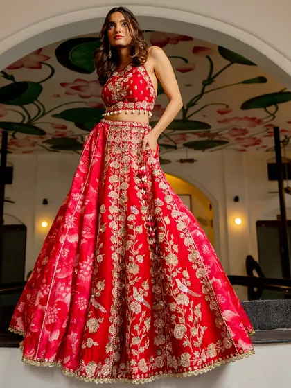 This selection showcases the breadth of my bridal and couture curation. It includes a variety of lehengas, gowns, and sets in different colors and styles, from traditional reds by Anupraas to modern ivories by Mirroir and Varun Chakkilam, ensuring every bride finds her perfect look.