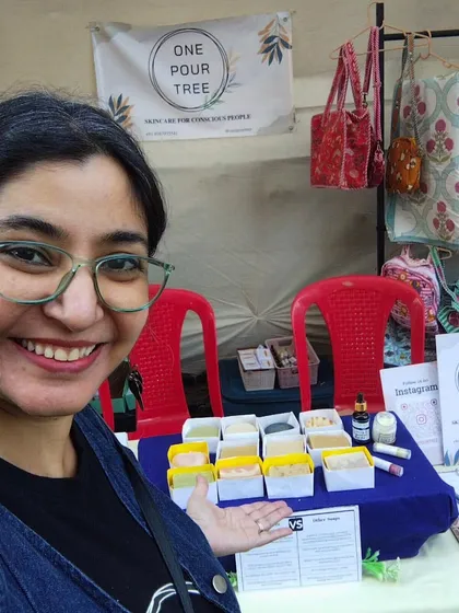 Here I am at one of my favorite community fairs. Being able to connect with you in person, answer your questions, and share my passion for simple, natural skincare is the reason I started One Pour Tree.