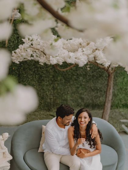 A moment of pure, genuine laughter during a styled pre-wedding shoot. Capturing these candid interactions is at the heart of what I do.