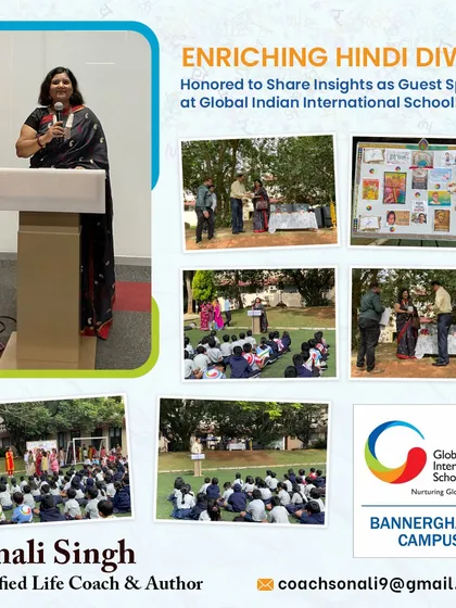 I was honored to be a guest speaker at the Global Indian International School for Hindi Diwas. Sharing my insights as an author and life coach with the next generation was a wonderful experience.