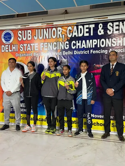 Our sub-junior epee and foil medalists from the Delhi State Championship. Their success is a direct result of their dedication and our structured training program.