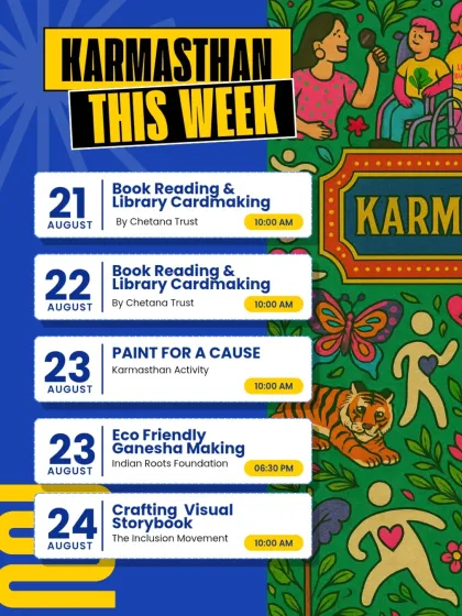 Welcome to Karmasthan, India's first space in BTM Layout dedicated purely to volunteering. This is our hub where we plan, prep, and host a variety of inclusive workshops and community events every week.