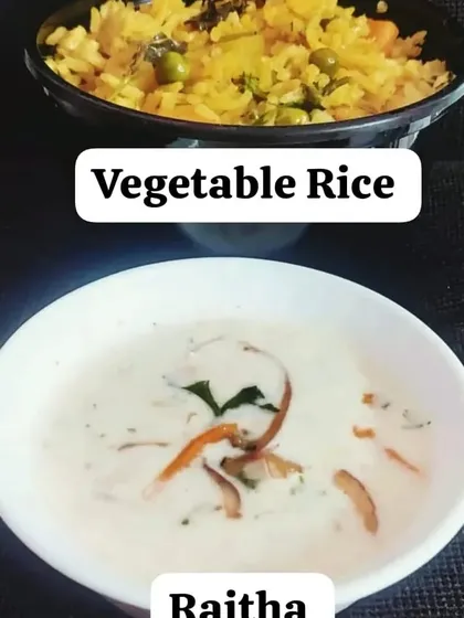 A simple and healthy rice bowl of Vegetable Rice served with homemade raita.