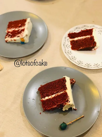 Sometimes, it's all about the taste. These slices show the beautiful layers of my classic Red Velvet cake with my signature cream cheese frosting. It's moist, vibrant, and perfectly balanced.